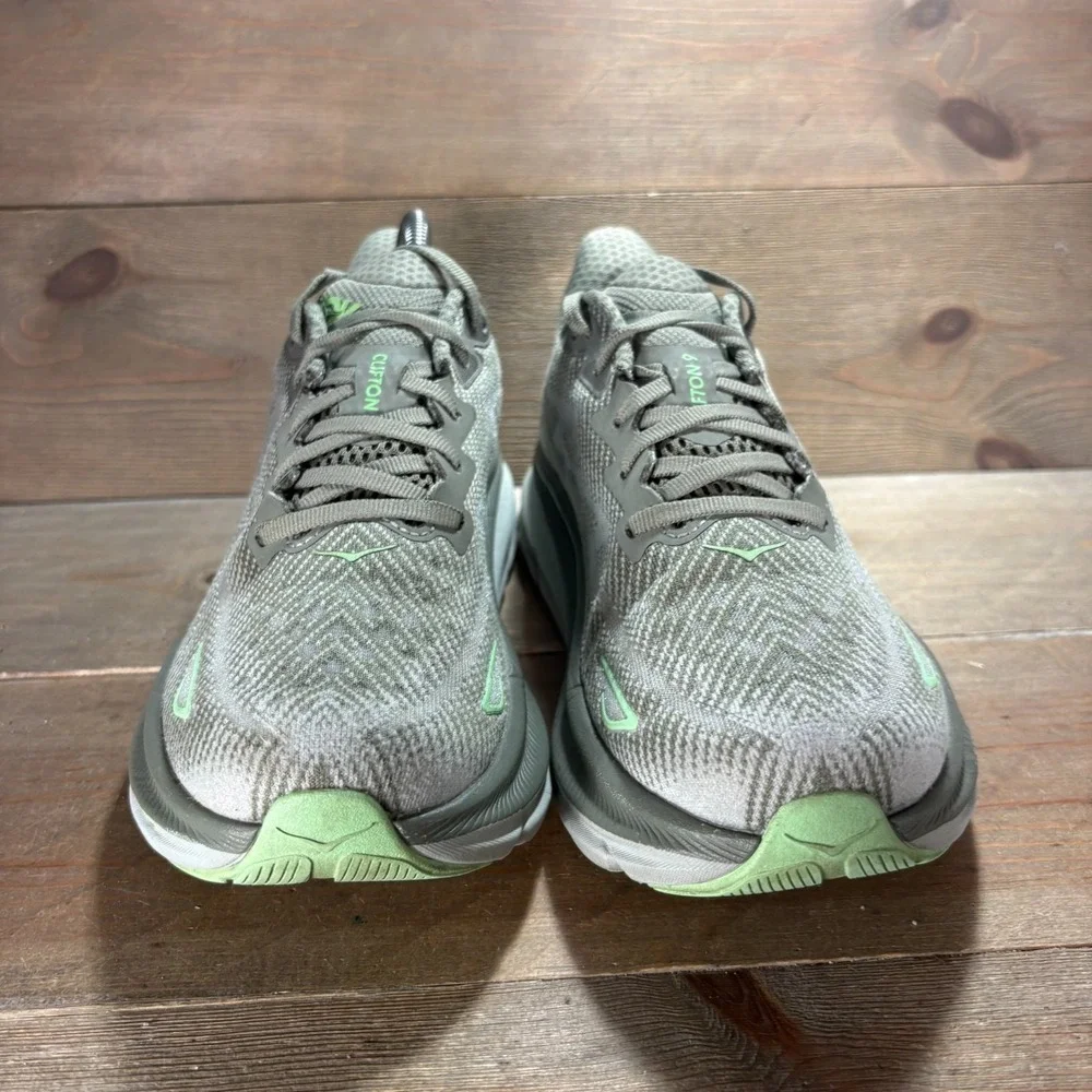 Hoka Clifton 9 Womens size 8 shoes green Mesh Lace Up Cushioned Running sneakers